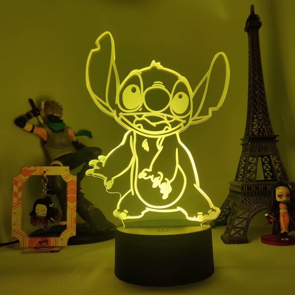 Lilo & Stitch 3D LED Night Lamp - Color-Changing Cartoon Touch Table Lamp for Kids' Rooms and Gifts