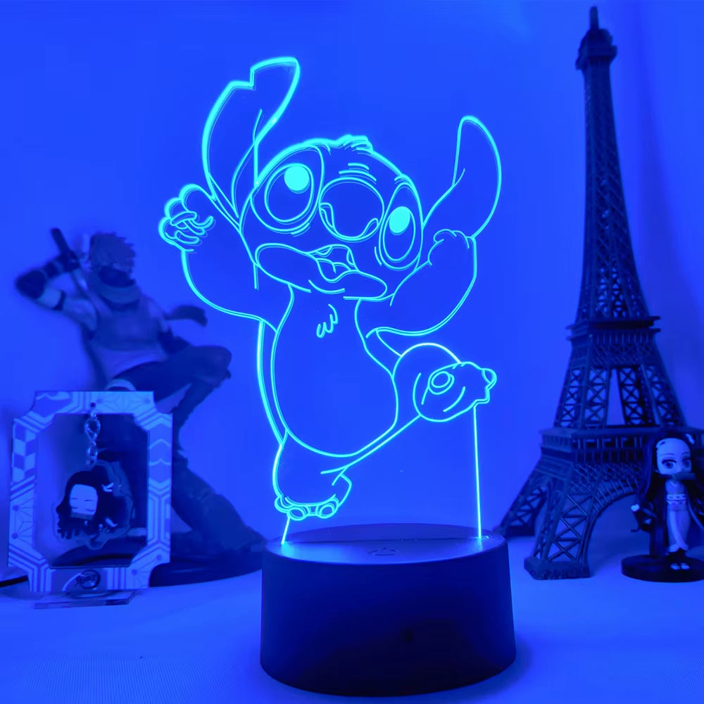 Lilo & Stitch 3D LED Night Lamp - Color-Changing Cartoon Touch Table Lamp for Kids' Rooms and Gifts