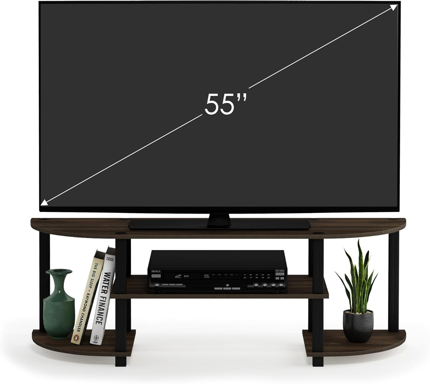 Stylish Columbia Walnut & Black Wide TV Entertainment Center - Turn-S-Tube Design