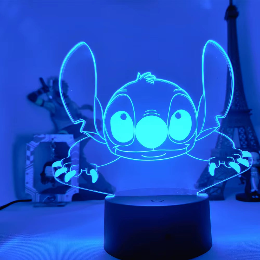 Lilo & Stitch 3D LED Night Lamp - Color-Changing Cartoon Touch Table Lamp for Kids' Rooms and Gifts