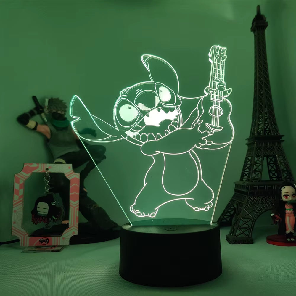 Lilo & Stitch 3D LED Night Lamp - Color-Changing Cartoon Touch Table Lamp for Kids' Rooms and Gifts