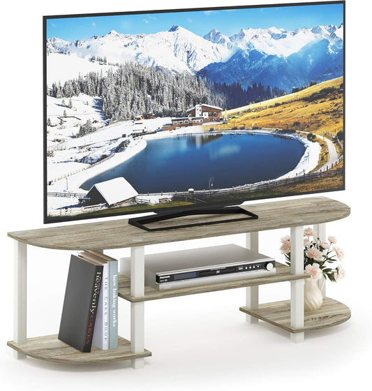 Turn-S-Tube Wide TV Entertainment Center in Sonoma Oak and White, Dimensions: 47.25" x 13.4" x 15.9