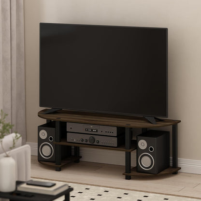 Stylish Columbia Walnut & Black Wide TV Entertainment Center - Turn-S-Tube Design