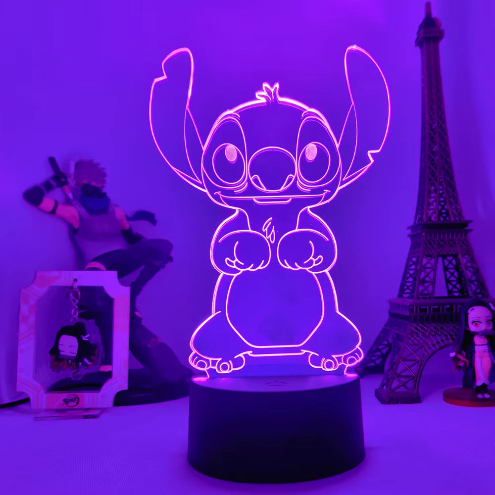 Lilo & Stitch 3D LED Night Lamp - Color-Changing Cartoon Touch Table Lamp for Kids' Rooms and Gifts