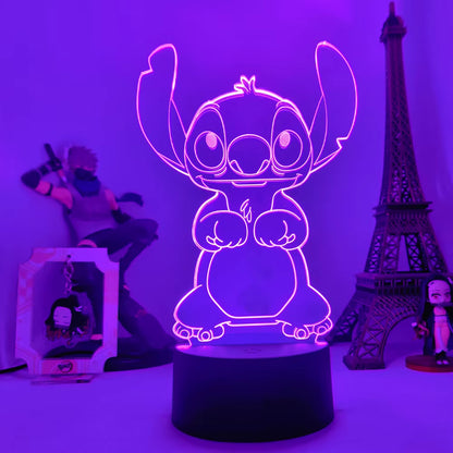 Lilo & Stitch 3D LED Night Lamp - Color-Changing Cartoon Touch Table Lamp for Kids' Rooms and Gifts
