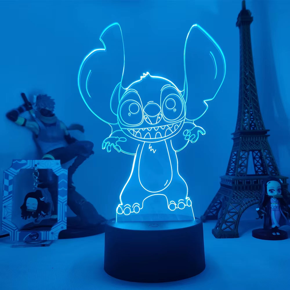 Lilo & Stitch 3D LED Night Lamp - Color-Changing Cartoon Touch Table Lamp for Kids' Rooms and Gifts
