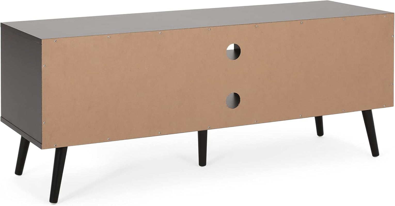 Elevate Your Living Space with the Stylish Black and White Lena TV Stand Featuring Ample Storage and Mid-Century Modern Design