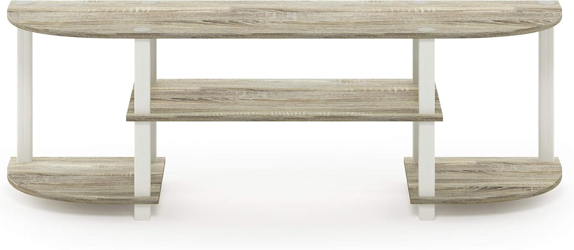 Turn-S-Tube Wide TV Entertainment Center in Sonoma Oak and White, Dimensions: 47.25" x 13.4" x 15.9