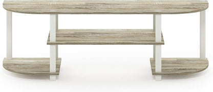 Turn-S-Tube Wide TV Entertainment Center in Sonoma Oak and White, Dimensions: 47.25" x 13.4" x 15.9