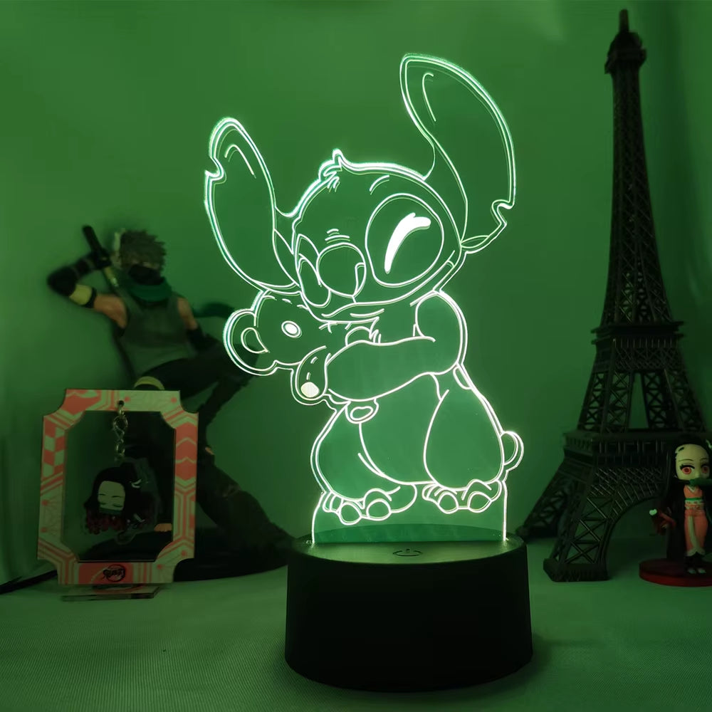 Lilo & Stitch 3D LED Night Lamp - Color-Changing Cartoon Touch Table Lamp for Kids' Rooms and Gifts