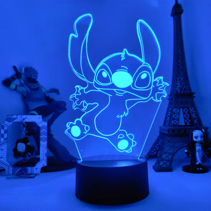 Lilo & Stitch 3D LED Night Lamp - Color-Changing Cartoon Touch Table Lamp for Kids' Rooms and Gifts