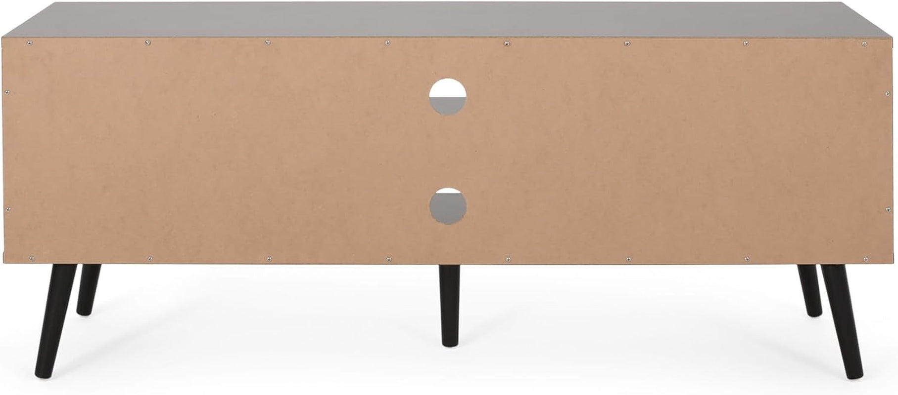 Elevate Your Living Space with the Stylish Black and White Lena TV Stand Featuring Ample Storage and Mid-Century Modern Design