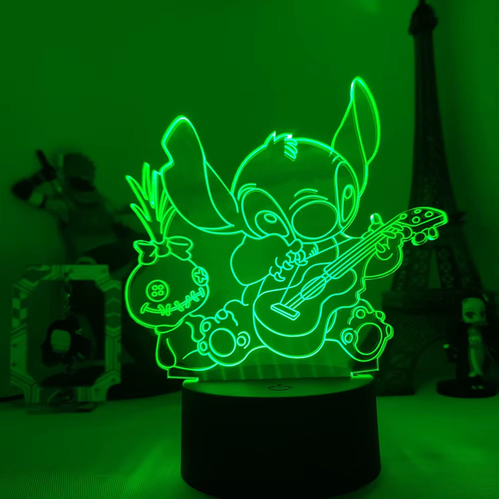Lilo & Stitch 3D LED Night Lamp - Color-Changing Cartoon Touch Table Lamp for Kids' Rooms and Gifts