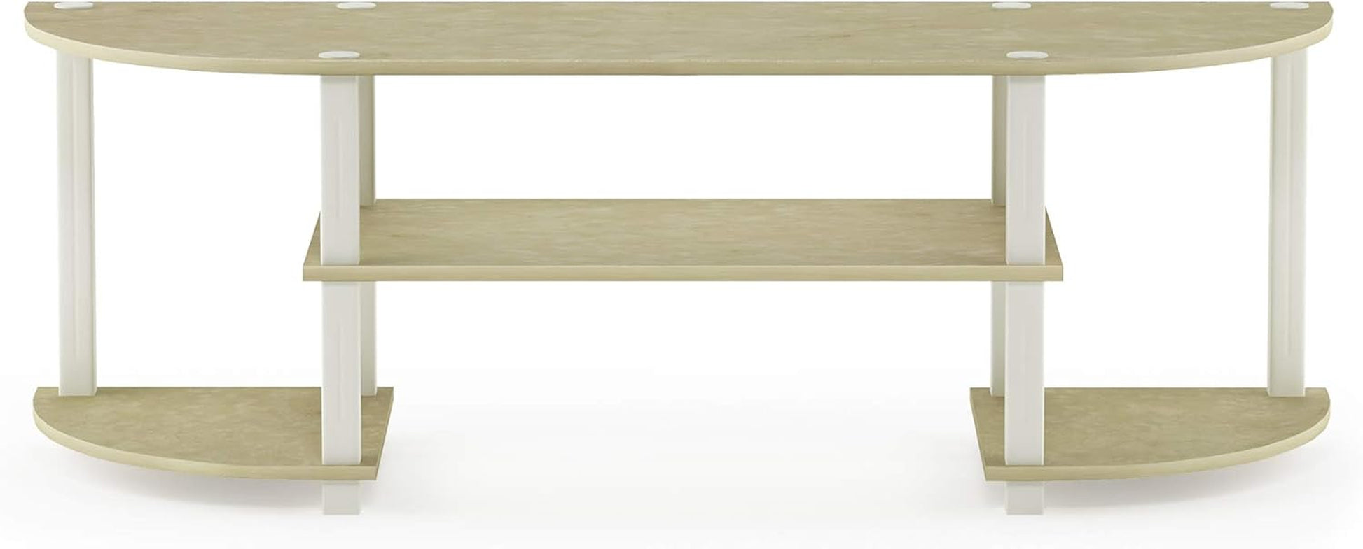 Elegant Cream Faux Marble Wide TV Entertainment Center with White Accents