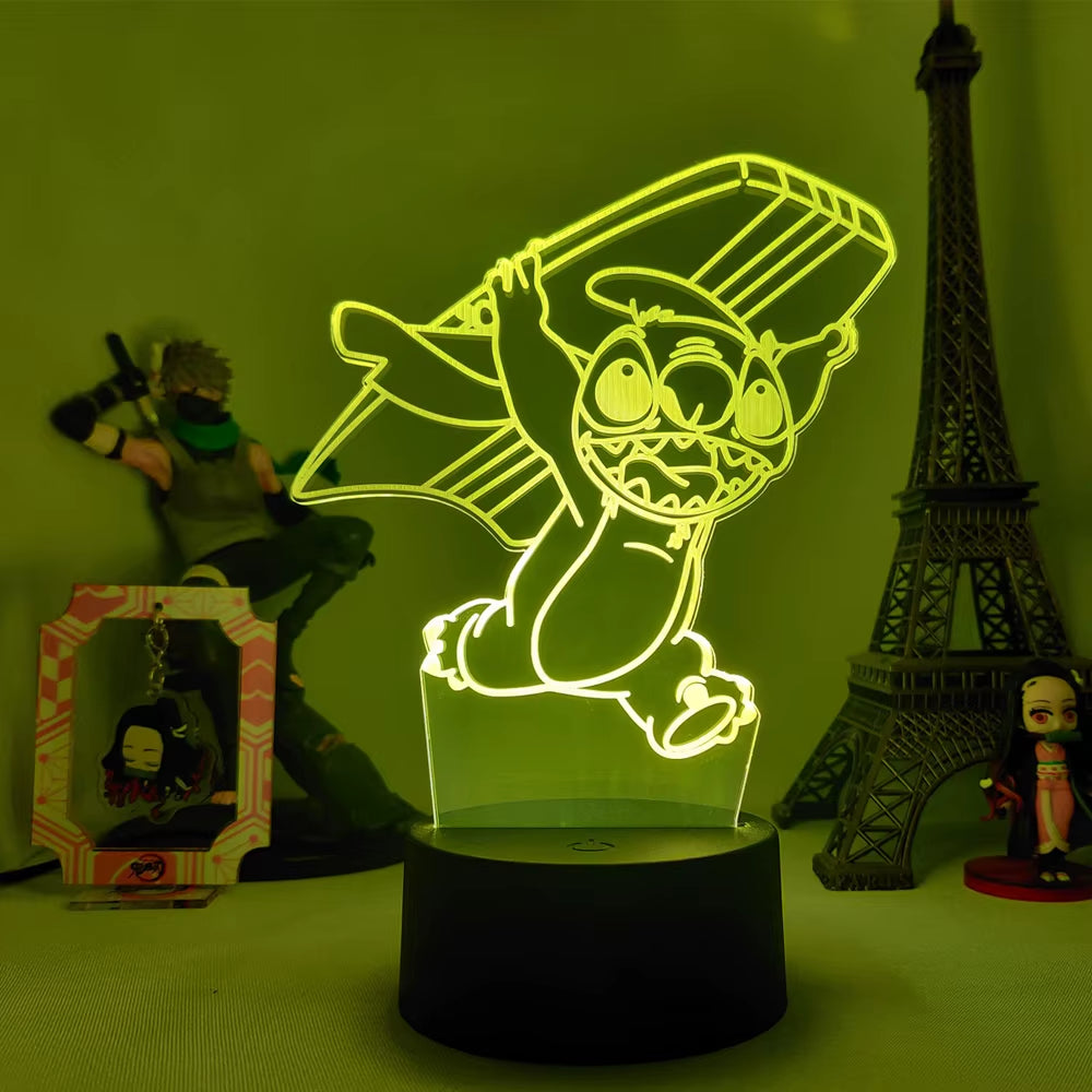 Lilo & Stitch 3D LED Night Lamp - Color-Changing Cartoon Touch Table Lamp for Kids' Rooms and Gifts