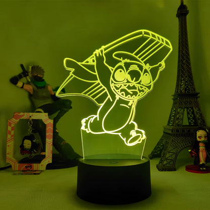 Lilo & Stitch 3D LED Night Lamp - Color-Changing Cartoon Touch Table Lamp for Kids' Rooms and Gifts