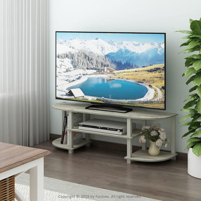 Turn-S-Tube Wide TV Entertainment Center in Sonoma Oak and White, Dimensions: 47.25" x 13.4" x 15.9