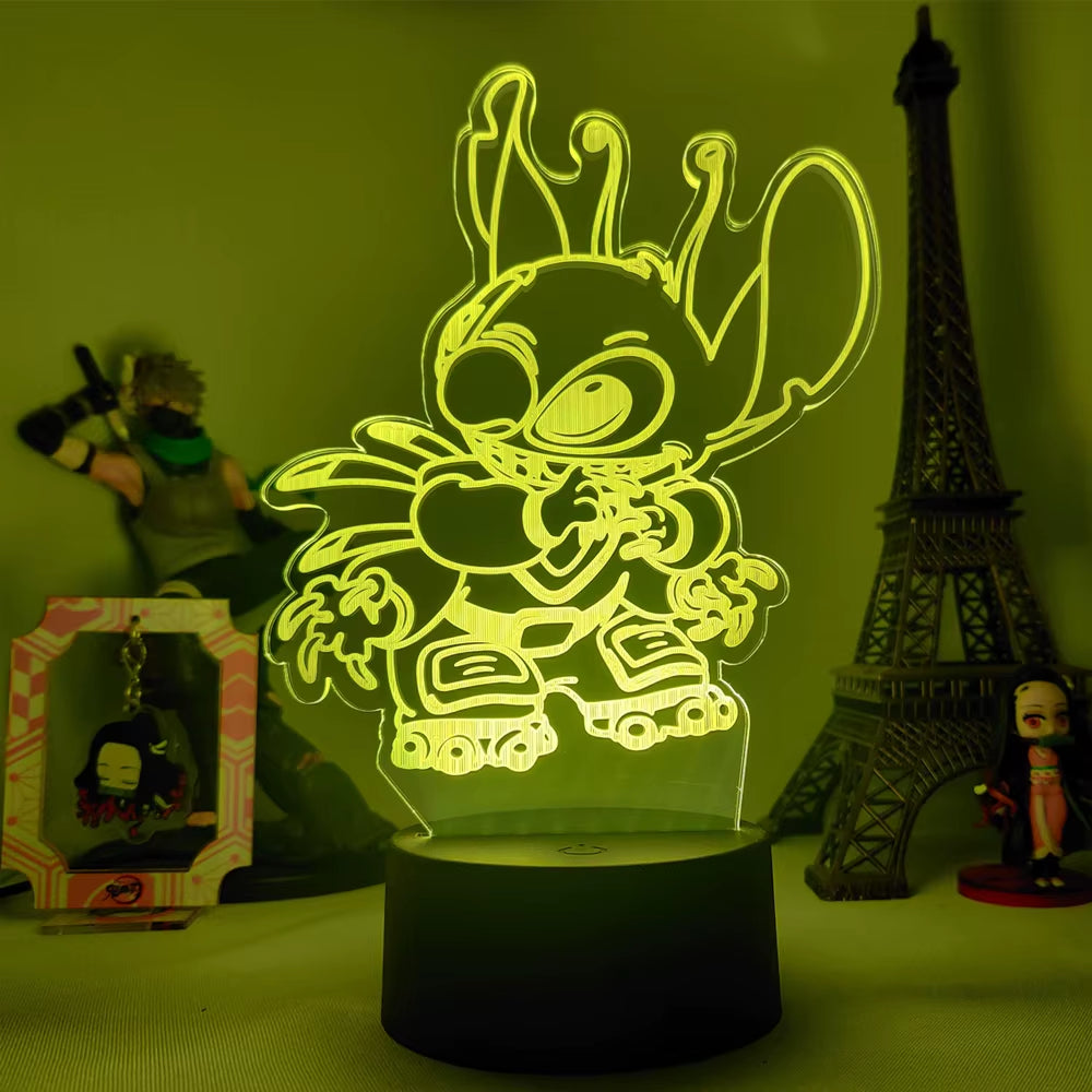 Lilo & Stitch 3D LED Night Lamp - Color-Changing Cartoon Touch Table Lamp for Kids' Rooms and Gifts
