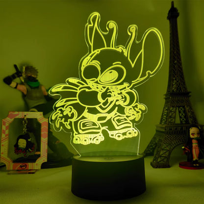 Lilo & Stitch 3D LED Night Lamp - Color-Changing Cartoon Touch Table Lamp for Kids' Rooms and Gifts