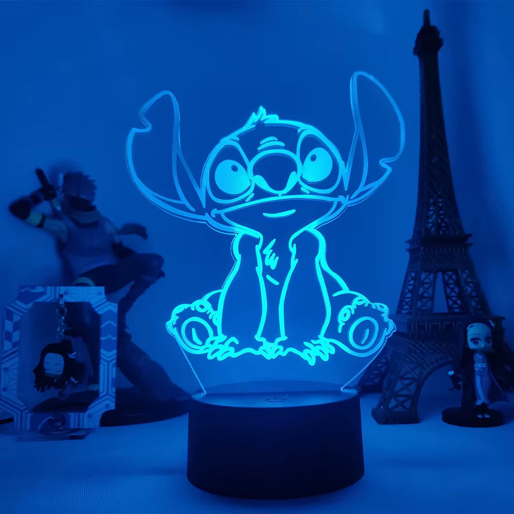 Lilo & Stitch 3D LED Night Lamp - Color-Changing Cartoon Touch Table Lamp for Kids' Rooms and Gifts