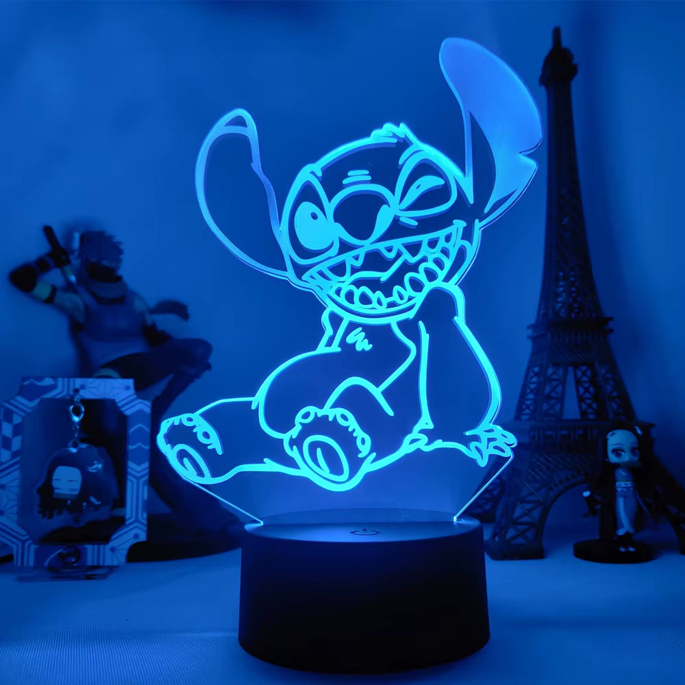 Lilo & Stitch 3D LED Night Lamp - Color-Changing Cartoon Touch Table Lamp for Kids' Rooms and Gifts