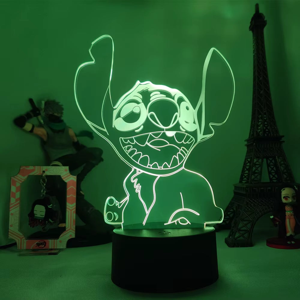 Lilo & Stitch 3D LED Night Lamp - Color-Changing Cartoon Touch Table Lamp for Kids' Rooms and Gifts