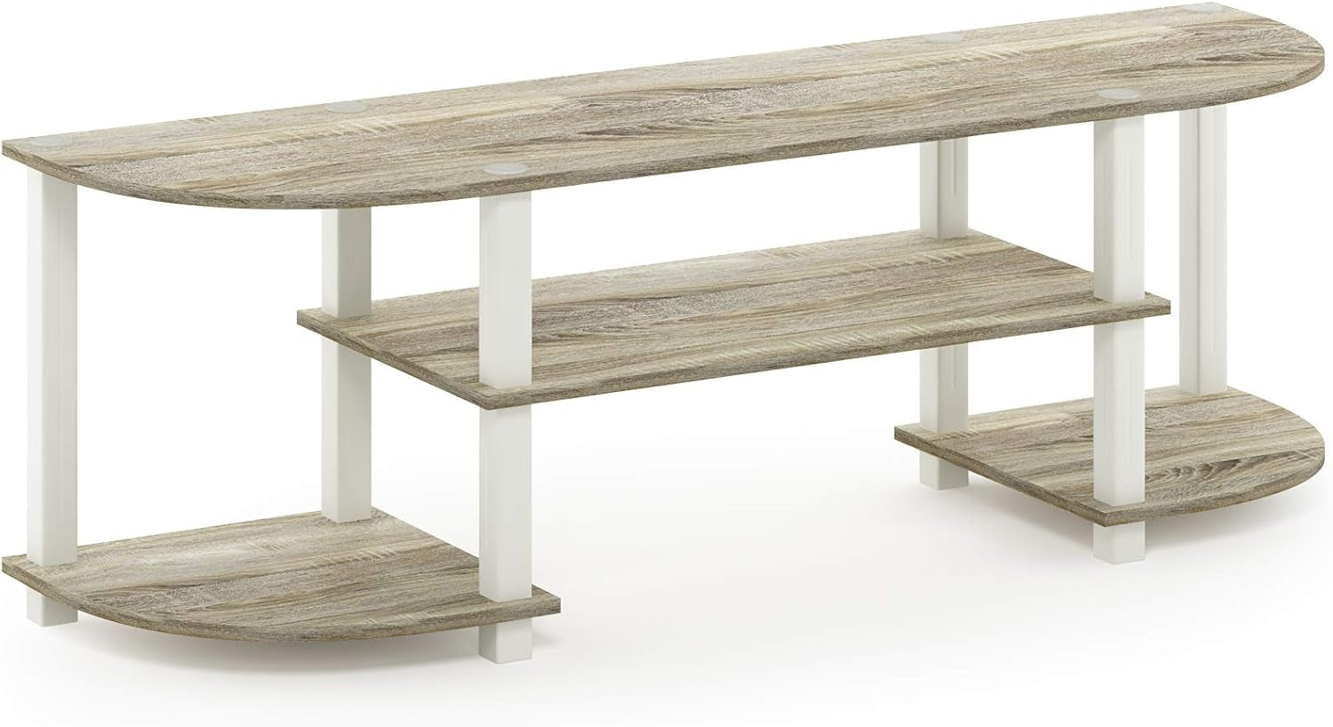 Turn-S-Tube Wide TV Entertainment Center in Sonoma Oak and White, Dimensions: 47.25" x 13.4" x 15.9