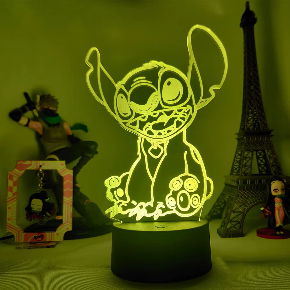 Lilo & Stitch 3D LED Night Lamp - Color-Changing Cartoon Touch Table Lamp for Kids' Rooms and Gifts