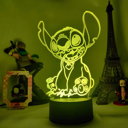 Lilo & Stitch 3D LED Night Lamp - Color-Changing Cartoon Touch Table Lamp for Kids' Rooms and Gifts