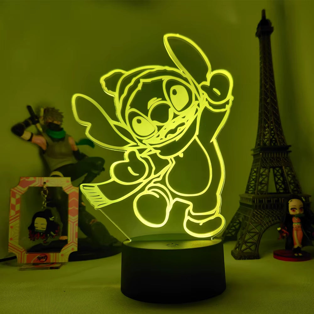 Lilo & Stitch 3D LED Night Lamp - Color-Changing Cartoon Touch Table Lamp for Kids' Rooms and Gifts