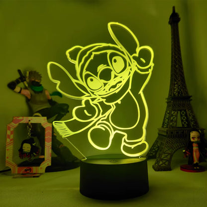 Lilo & Stitch 3D LED Night Lamp - Color-Changing Cartoon Touch Table Lamp for Kids' Rooms and Gifts